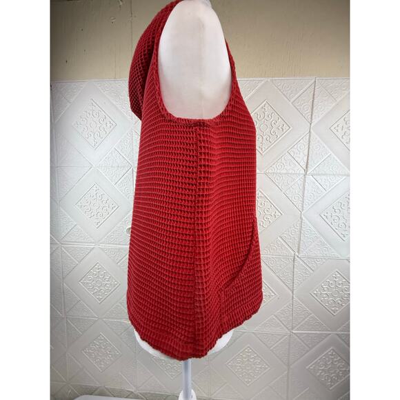 Christopher & Banks Red Vest with hoodie Size Small metal zipper front - Picture 5 of 14
